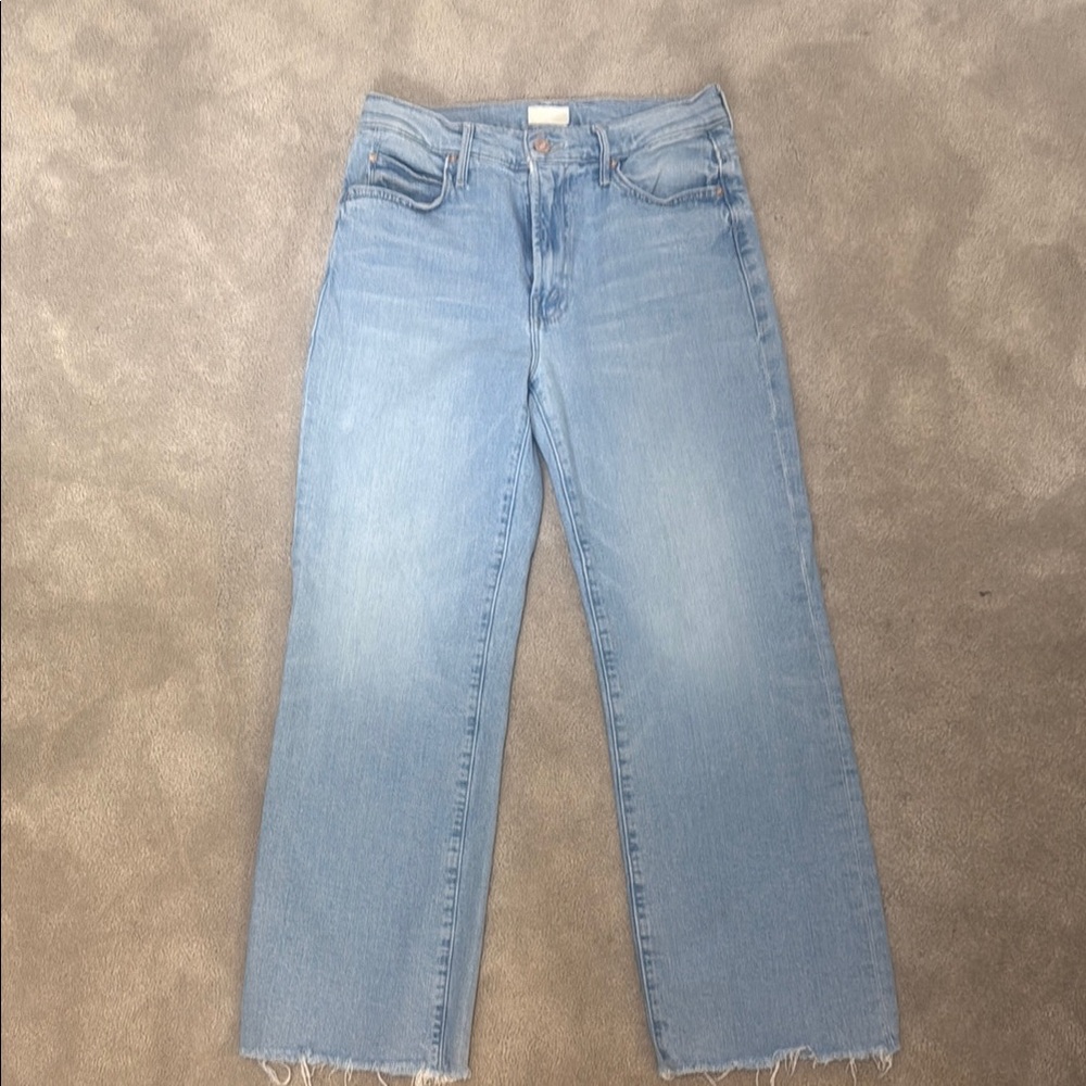 Mother The Kick it Ankle Fray Light Blue Women's Jeans